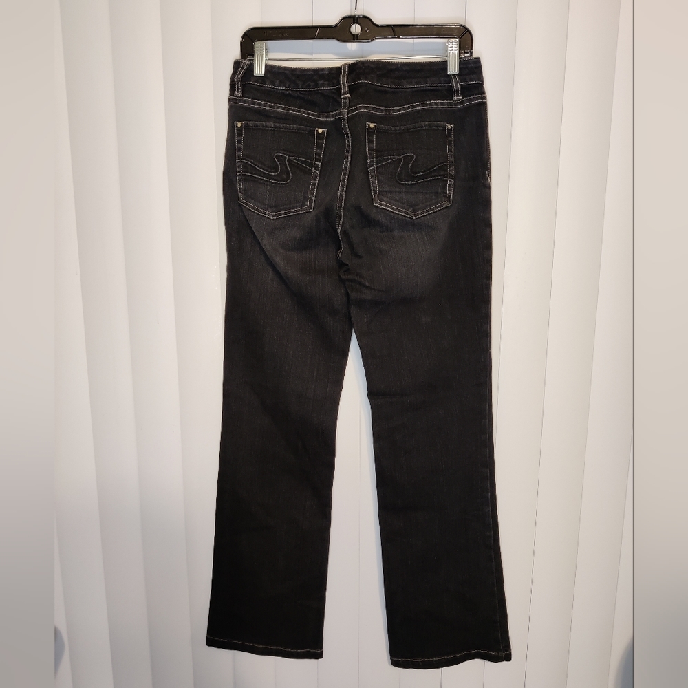 White House Black Market Black Denim Blanc Boot Cut Jeans size 6 - Picture 2 of 4